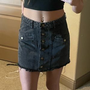 black denim button up skirt